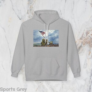 Felpa con cappuccio 8-Bit Iwo Jima Flag Raising / Felpa con cappuccio con storia in stile pixel art retrò / Regalo per videogiocatori della Seconda Guerra Mondiale / Maglione per insegnanti di storia militare