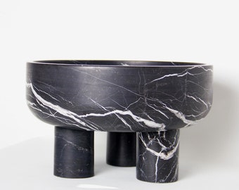 Handmade Marble Pedestal Bowl | Large Centerpiece Decor