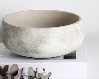 Large Concrete Hand-made Bowl I Centerpiece Pot I Bohemian Pottery