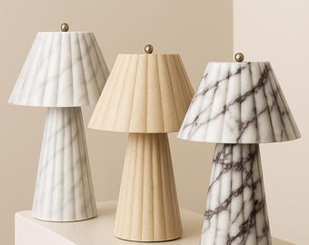 Handcrafted Marble Table Lamp – Natural Stone Lighting, Luxury Bedroom Decor