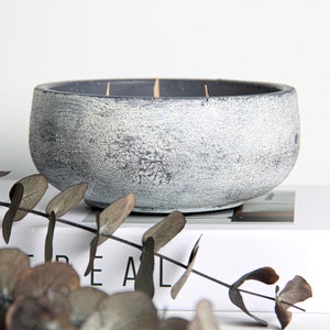 Soy Candle Hand-made Concrete Bowl with Aged Interior image 5