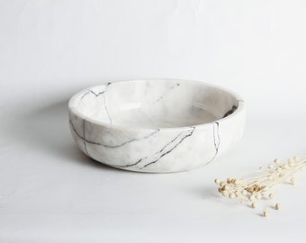 Large Hand-made Marble Bowl I Marble Centerpiece I Stone Bowl