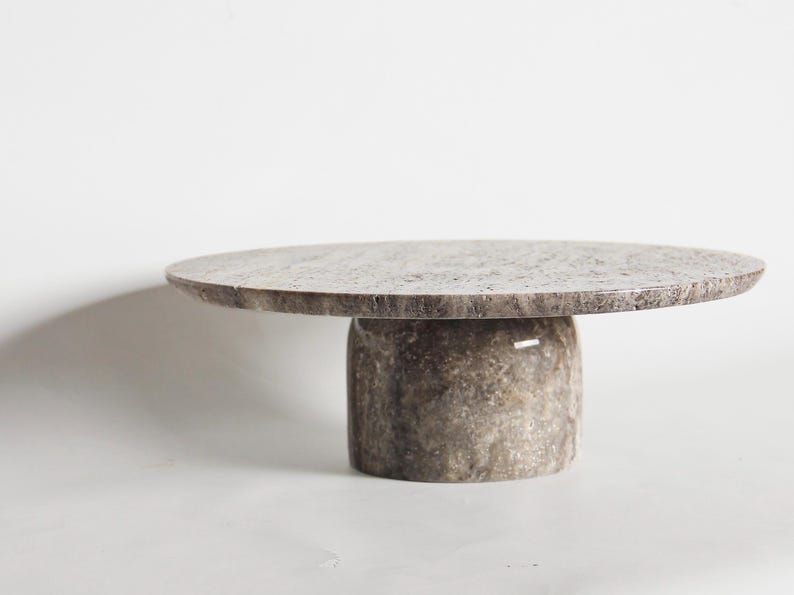 Handmade Travertine Pedestal Tray I Stone Centerpiece Serving Bowl