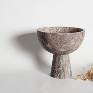 Hand-made Travertine Pedestal I Centerpiece Pot I Bohemian Bowl