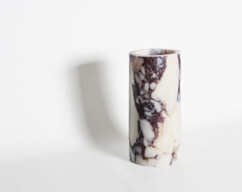 Jarrón de mármol Calacatta Viola hecho a mano: Decoración moderna para el hogar (28 cm)