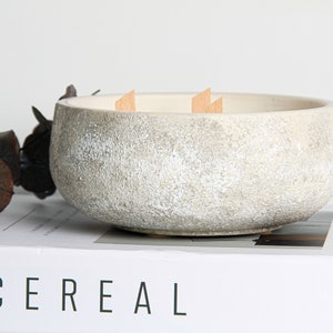 Soy Candle Hand-made Concrete Bowl with Aged Interior image 3