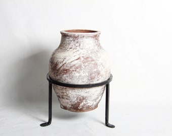 Medium Hand-made Antique Vase | Wabi Sabi Clay Vase | Turkish Vintage Pot | Vintage Pottery