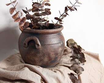 Hand-made Clay Vase | Vintage Pot | Rustic Pottery