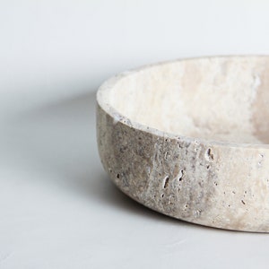 Large Travertine Hand-made Bowl I Centerpiece Pot I Stone Catchall image 3