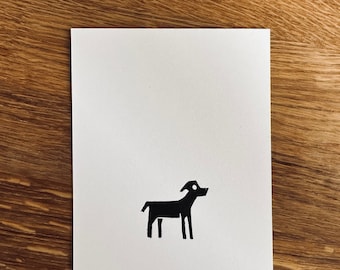 Dog – original lino print, linocut in A6 format