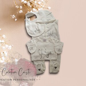 Birth set//personalized baby pajamas//personalized birth outfit//mixed baby
