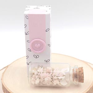 Richiesta per madrina, fiala annuncio con messaggio, nascita bambino, gravidanza, fiori secchi, regalo personalizzato per la festa della mamma, fiala di fiori rosa