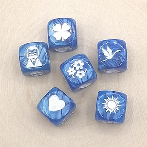 Lenormand dice with bag, oracle dice Lenormand, Lenormand resin dice set, 6 sided dice set, dice with inclusions, gift for witch.