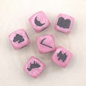 Lenormand dice with bag, oracle dice Lenormand, Lenormand resin dice set, 6 sided dice set, dice with inclusions, gift for witch.