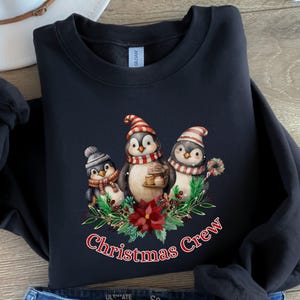 Penguin Christmas Crew Pullover, Festive Family Sweatshirt