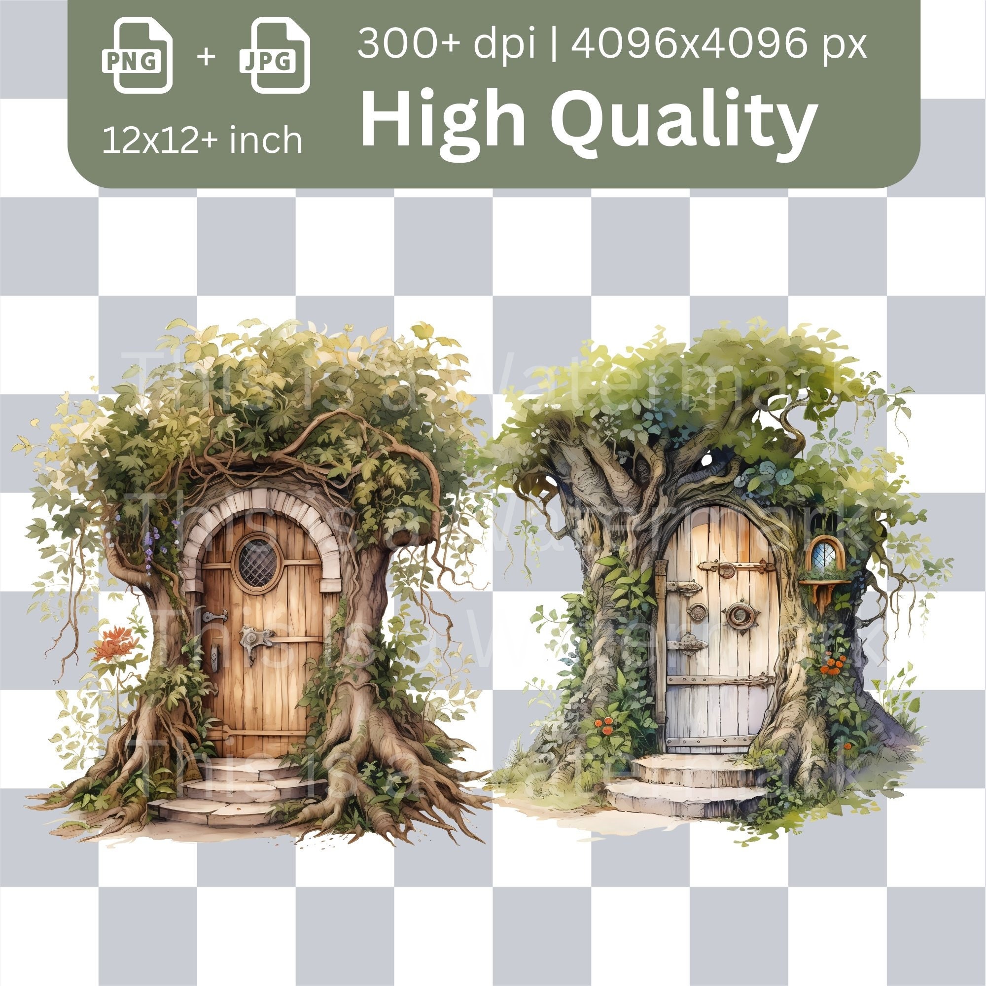 Fairy Tree Trunk Door 6x PNG Clip Art Bundle Fairycore Design - Etsy