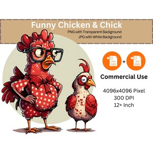 Clipart PNG drôle de poulet et de poussin pour la sublimation et les cliparts, impression sur des chemises, tasses, cartes, art mural, poulet, dessin animé, graphiques de scrapbooking