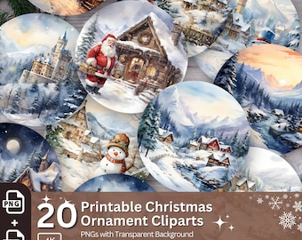 Christmas Ornament PNG Clipart Bundle: Snowy Village Designs (Digital Download)