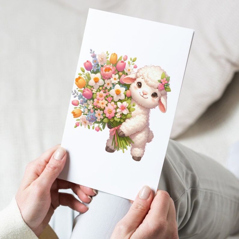Cute Easter Lamb Cliparts 20 PNG Bundle Lovely Pastel Easter Baby Sheeps Card Crafting Junk Journal Kit Happy Easter Spring Graphic image 4