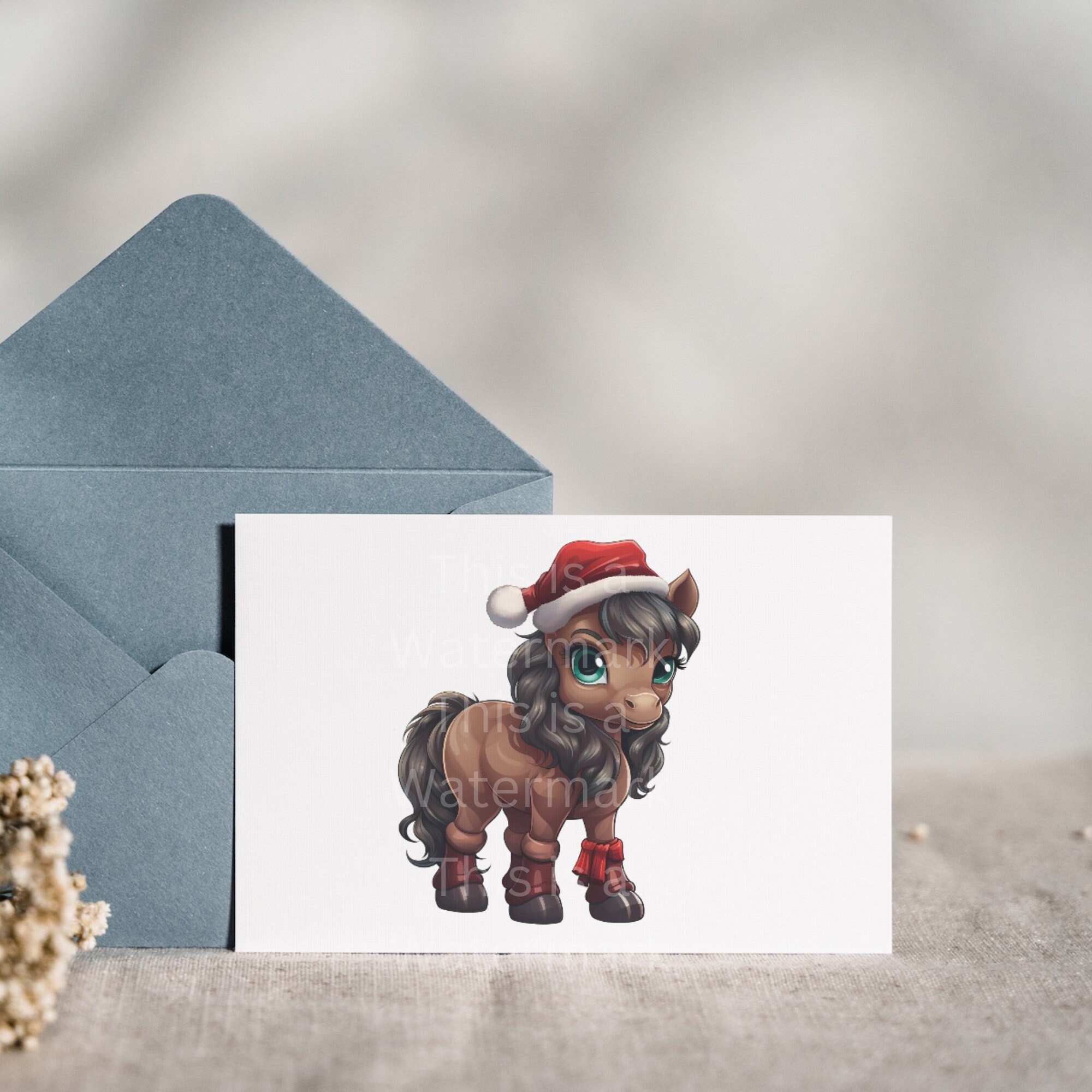 Cute Christmas Horses Clipart 20 PNG Bundle Seasonal Horse Images ...