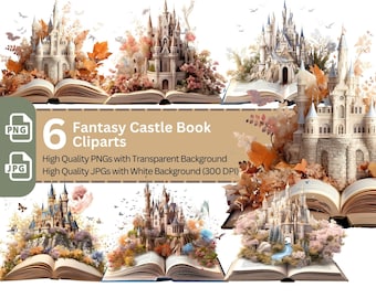 Fantasy Castle Book Clip Art: Princesscore Scrapbook Design (PNG JPG)