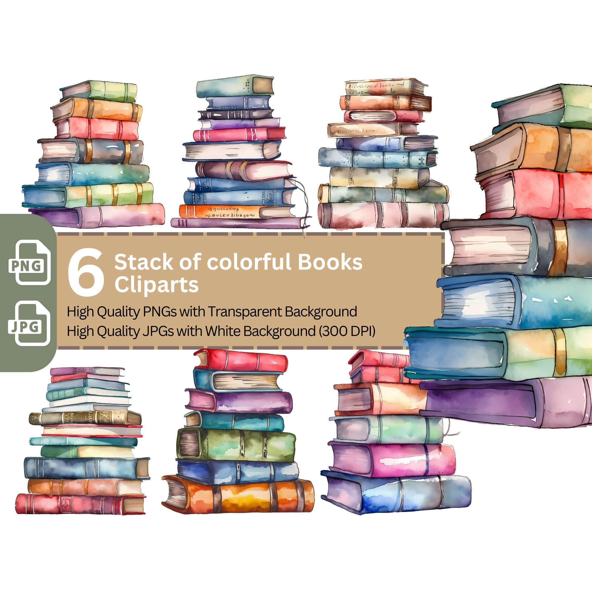 watercolor books cartoon books a stack of books png download