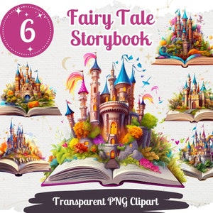 Sprookje boek clipart 6 PNG bundel Fantasy scrapbook ontwerp kaart maken papier Crafting junk Journal T-shirt clipart kwekerij kunst sticker