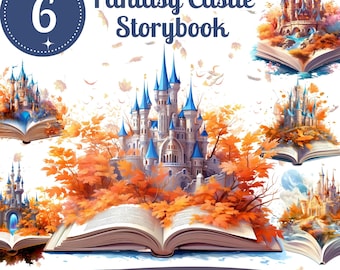 Fantasy Castle Book Clipart: Magic Story Scrapbook (PNG Bundle)
