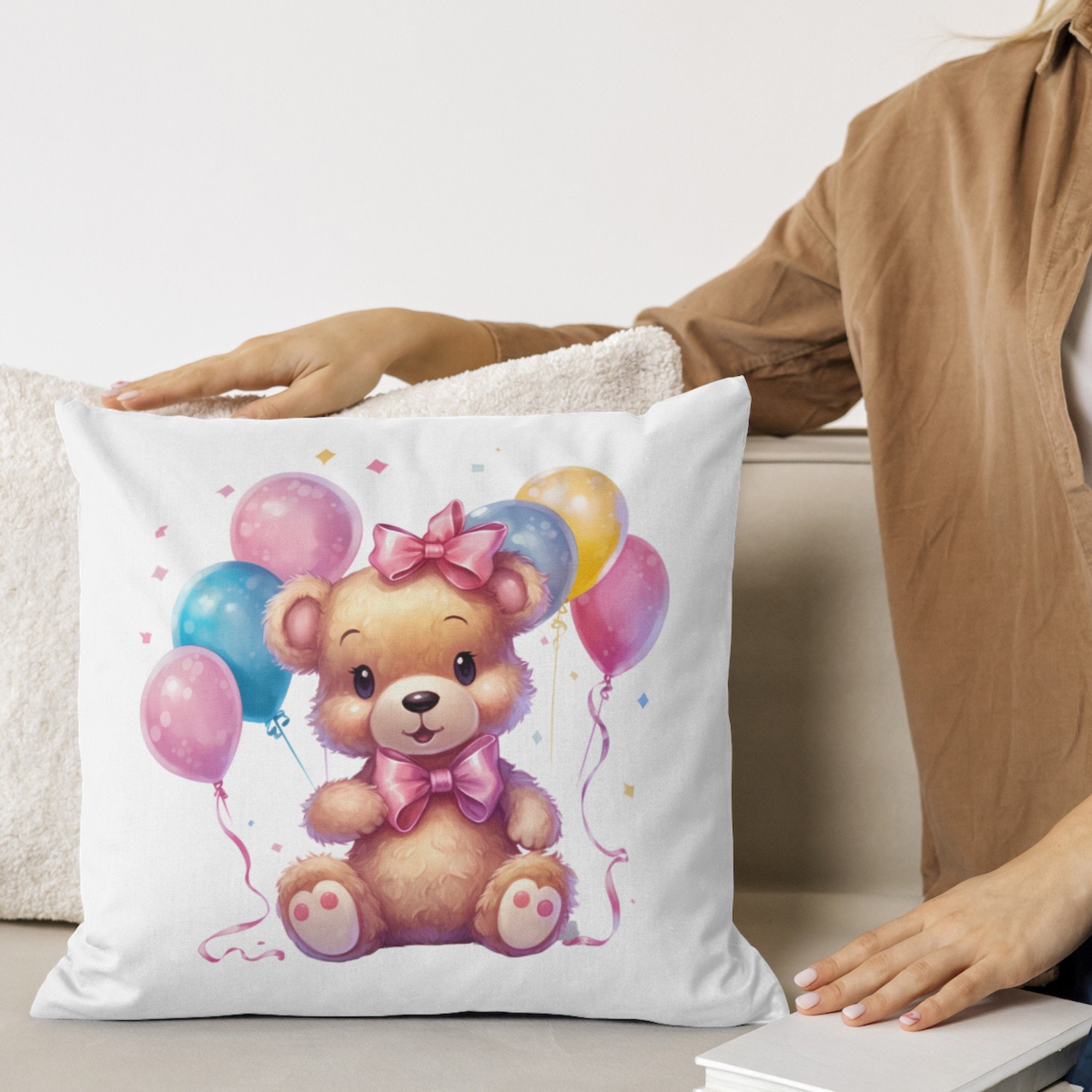 Cute Pink Teddy Bear With Balloons PNG Clip Art Bundle for - Etsy
