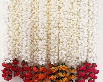 Mooie ophangingen, Mogra/Jasmine Garlands Lang voor huwelijksdecoratie, Tempeldecoratie, Podiumdecoratie Mandap Decoratie Gajra Garlands