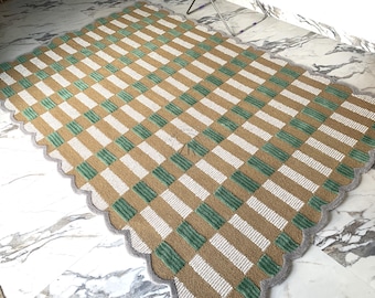 Matilda Hand-Tufted Plaid Wool Rug | High-Low Texture | Large Area Rug for Living Room, Bedroom, or Kitchen | Bespoke Design Available.