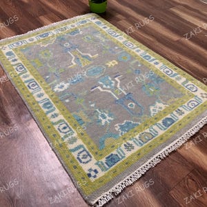Handmade Wool Yellow Oushak Style Area Rug 8x10 9x12 10x14 Wool Traditional And Vintage Antique Oushak Wool Area Rug For Living Room Bedroom