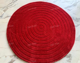 Zen-shaped Round Red, Black Hand tufted rugs for living room, bedroom, kids room, hallway, kitchen, luxury Custom Carpet, Area Rug large Rug