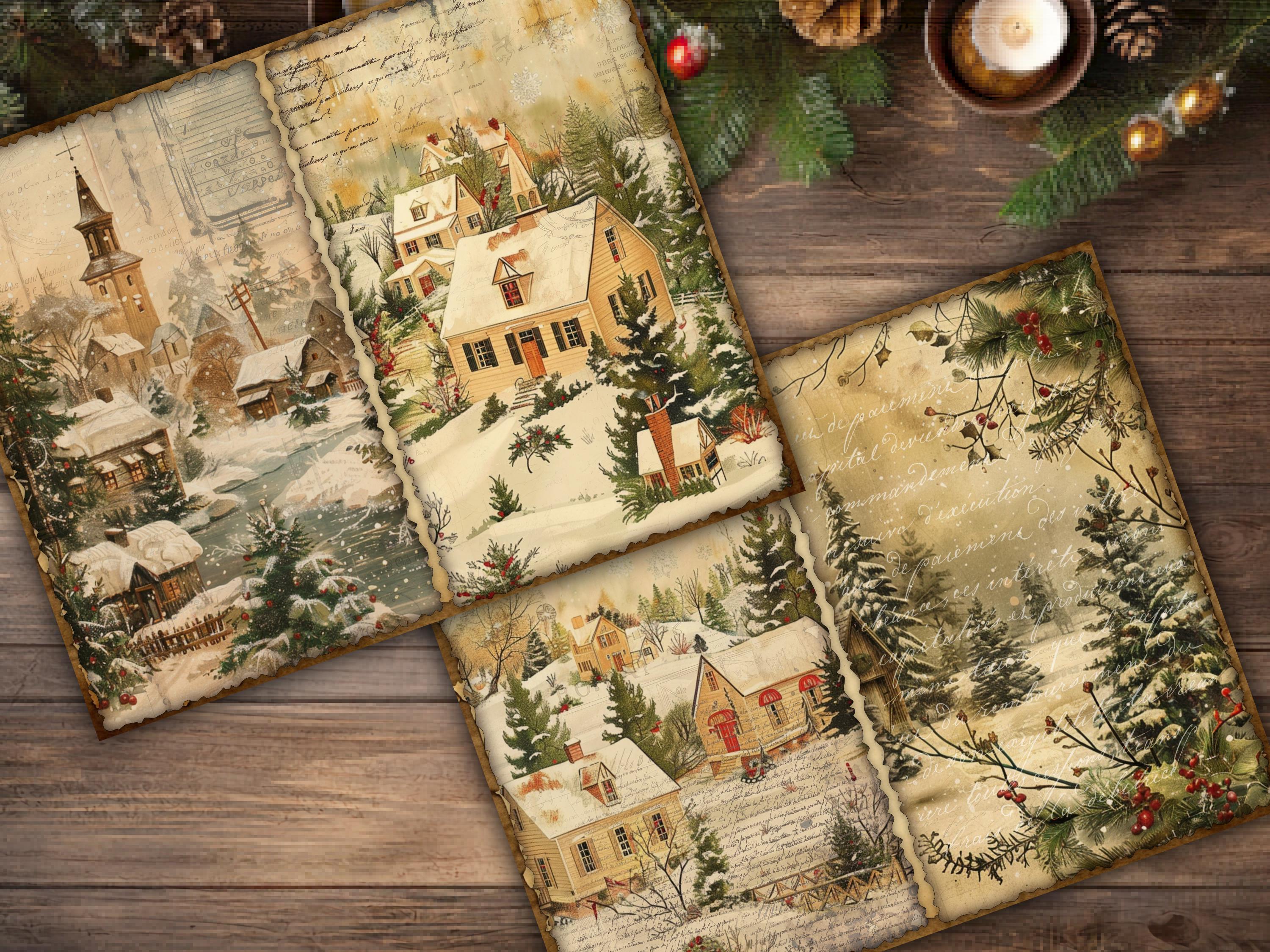Christmas Junk Journal Pages Digital Scrapbook Paper Kit Collage Sheet ...