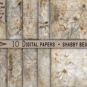 Digital Paper Pack Digital download Scrapbook Paper Kit Collage Sheet Vintage Ephemera flowers Printable junk journal Print Floral Paper