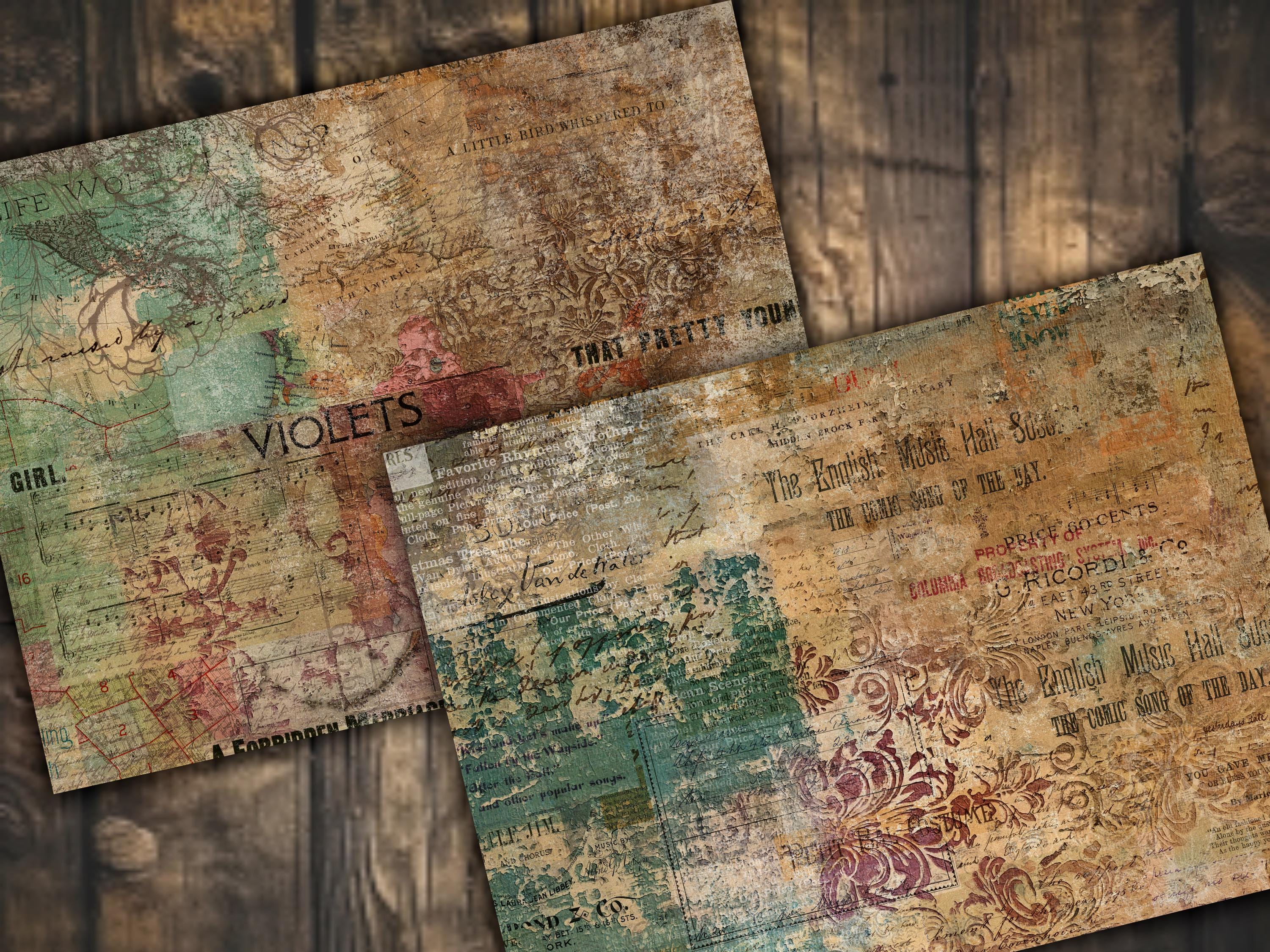 Vintage Craft Paper Pack Digital Download Mixed Media Supply Junk ...