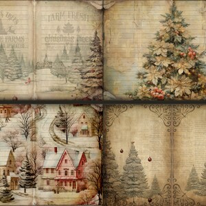 Christmas Junk Journal Pages Digital Scrapbook Paper Kit Collage Sheet ...
