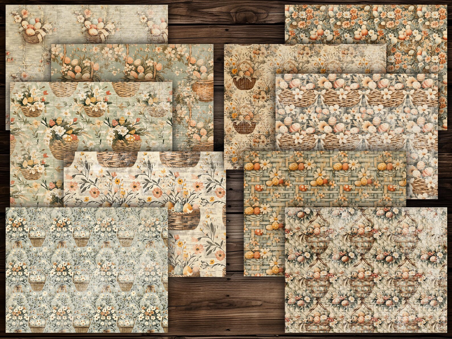 Easter Digital Paper Mega Kit Printable Scrapbook Vintage Bunny Floral ...