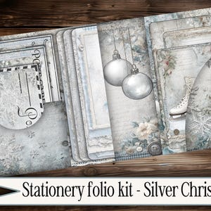 Digital utskrivbar vintage foliokorthållare för jul, skräpjournal, brevpapper, digital present, skräpjournal, fickficka, scrapbooking