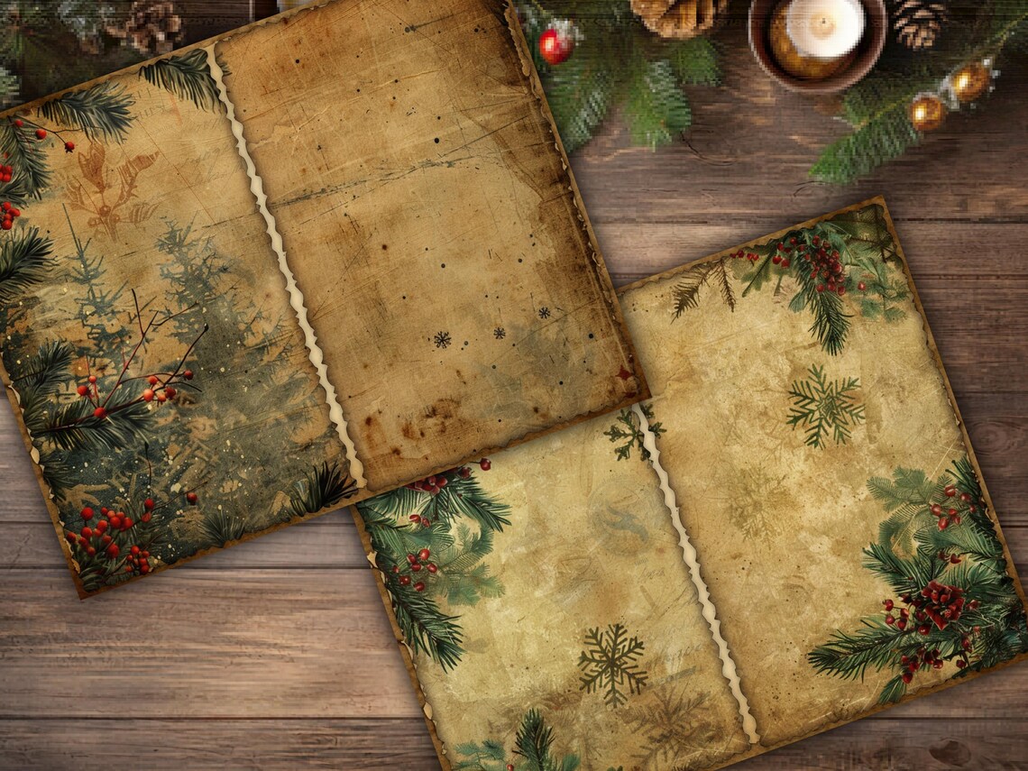 Christmas Junk Journal Pages Digital Scrapbook Paper Kit Collage Sheet ...