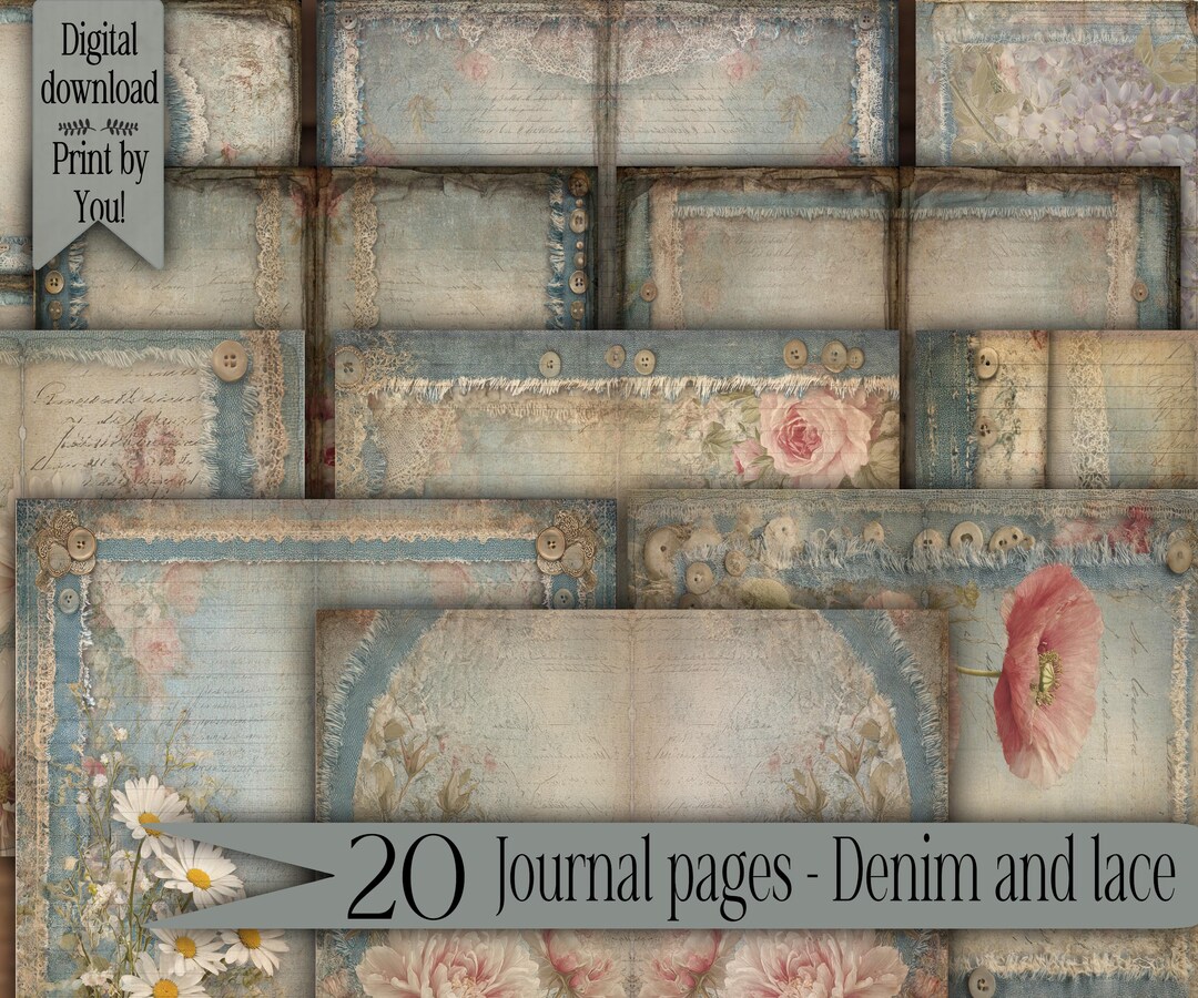 Lace Journal Kit Printable Vintage Junk Journal Pages Digital Ephemera ...