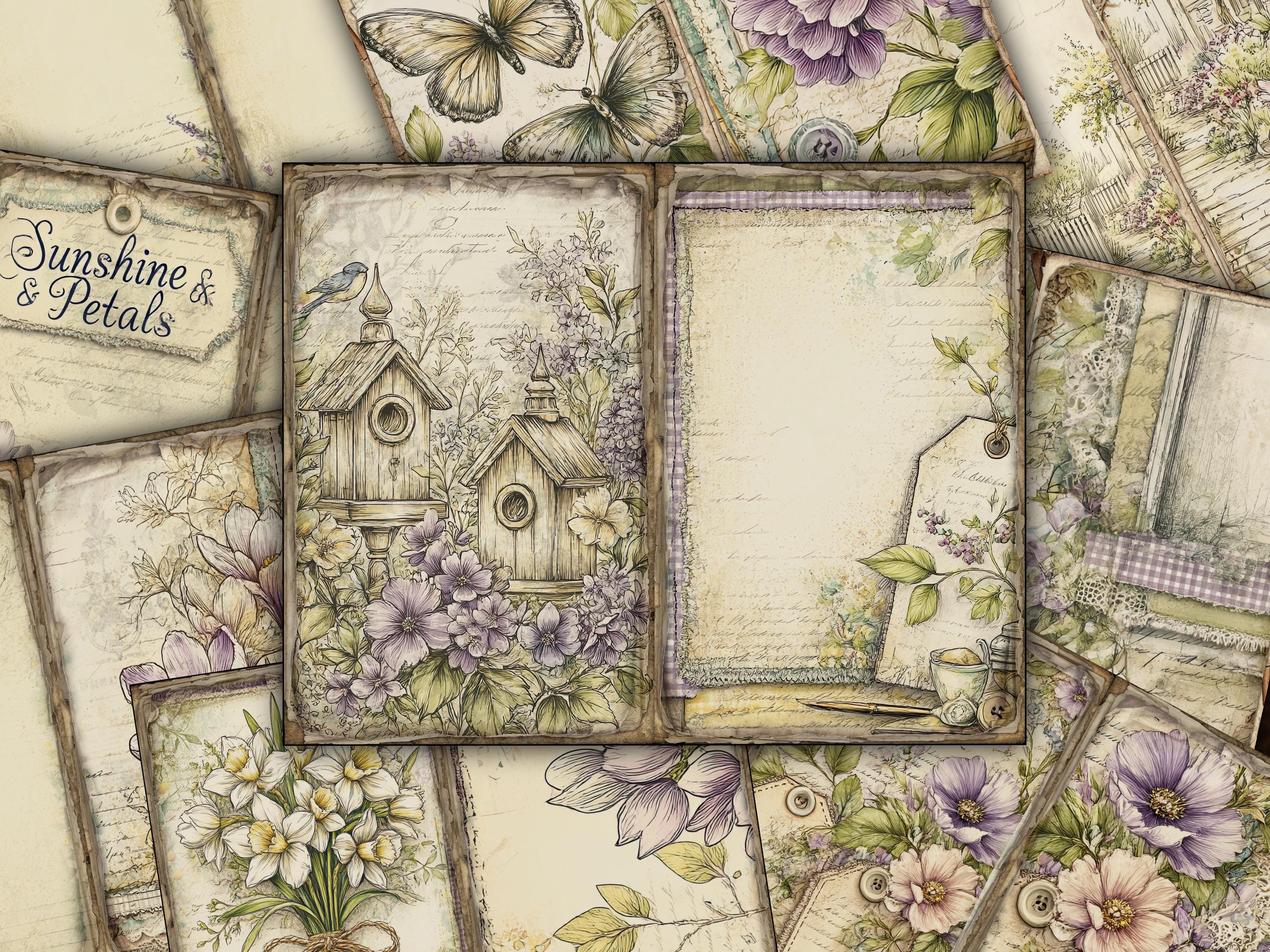 Spring Junk Journal Kit Printable Vintage Floral Ephemera Paper Pack ...