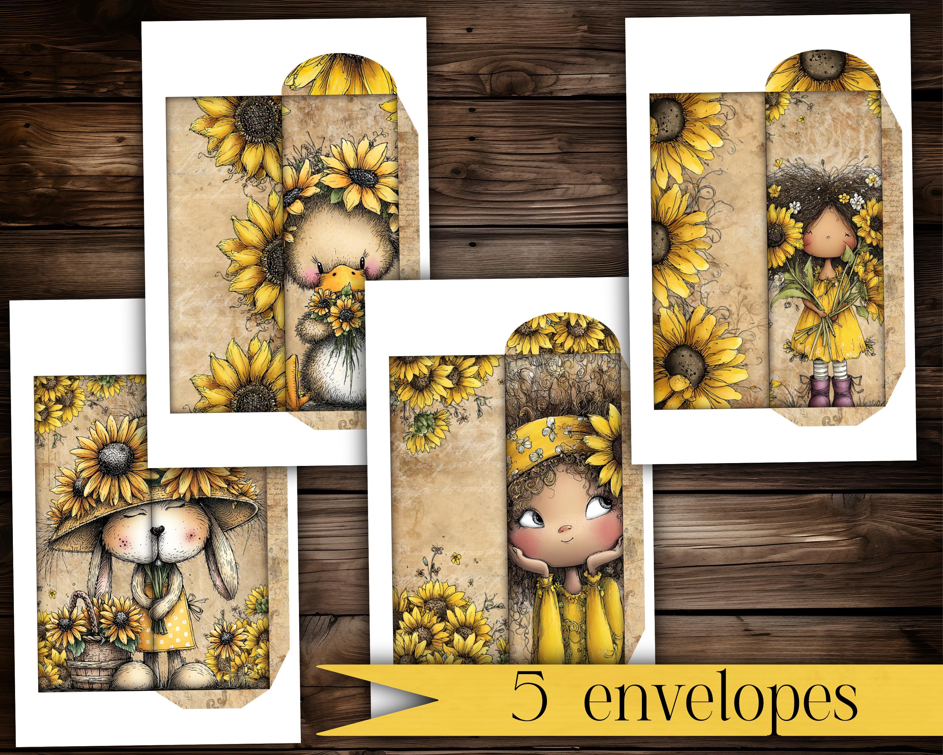 Sunflower Junk Journal Kit Printable | Spring Folio Kit | Yellow Floral ...