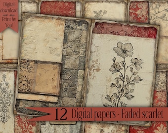 Página de diário de sucata Pacote de papel artesanal vintage Download digital Suprimentos de mídia mista Kit de diário de sucata Colagem de itens efêmeros para scrapbook Impressão DIY areia