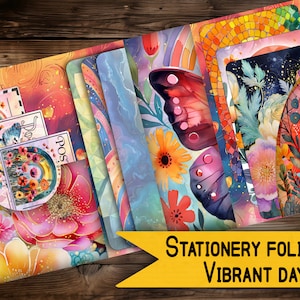 vintage folio card holder digital printable vintage junkjournal stationery paper digital gift junk journal flowers Folio pocket scrapbook