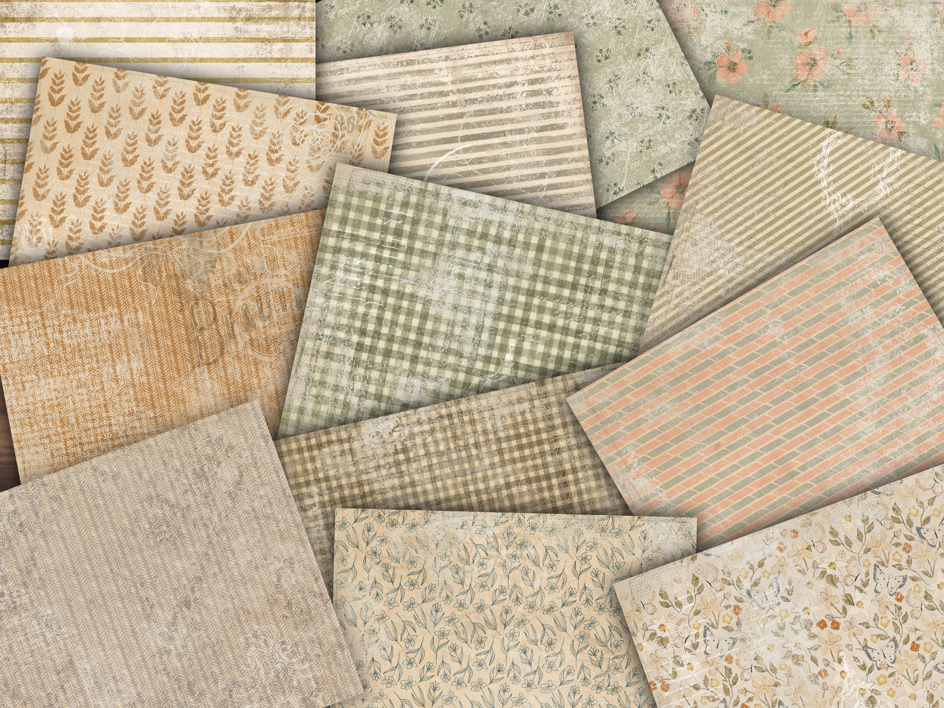 Boho Digital Paper Pack Shabby Chik Junk Journal Scrapbook Kit Collage ...