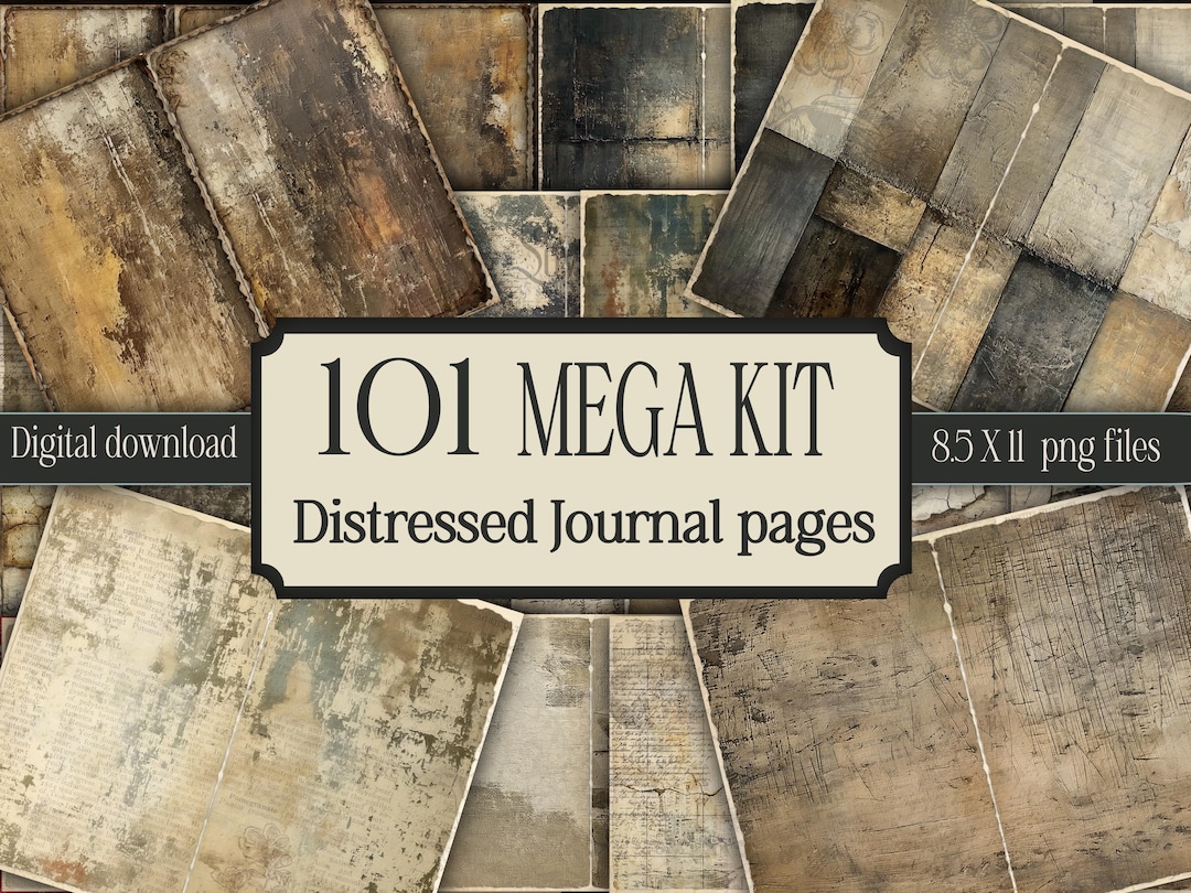 Distressed Junk Journal Pages Vintage Kit Printable Ephemera Pack ...