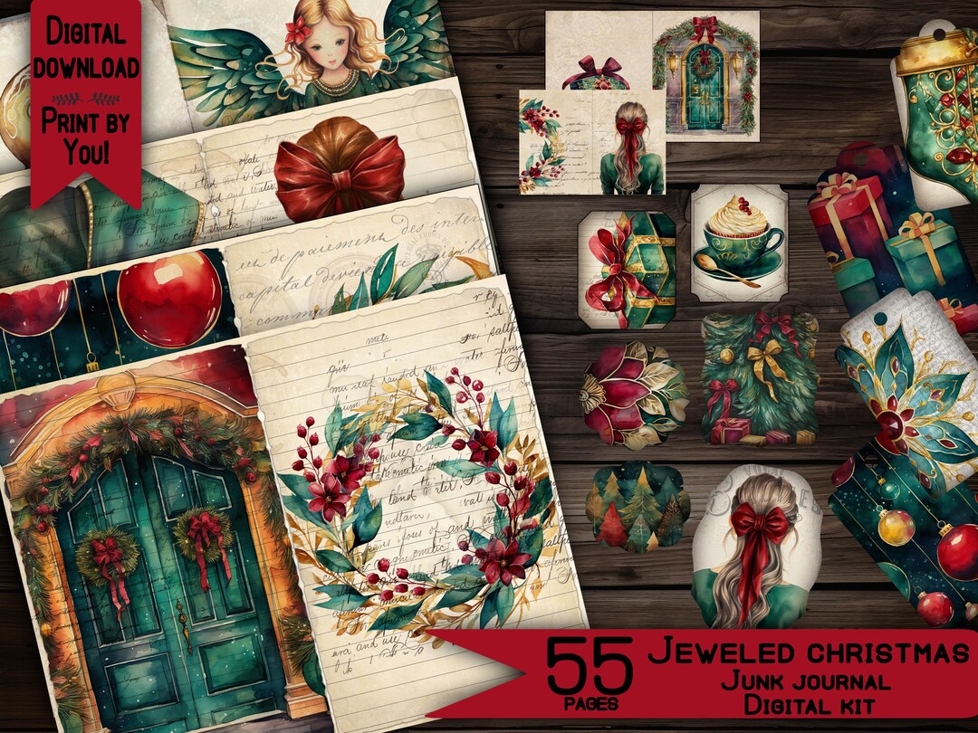 Christmas Junk Journal Kit Printable Vintage Winter Pages Card ...