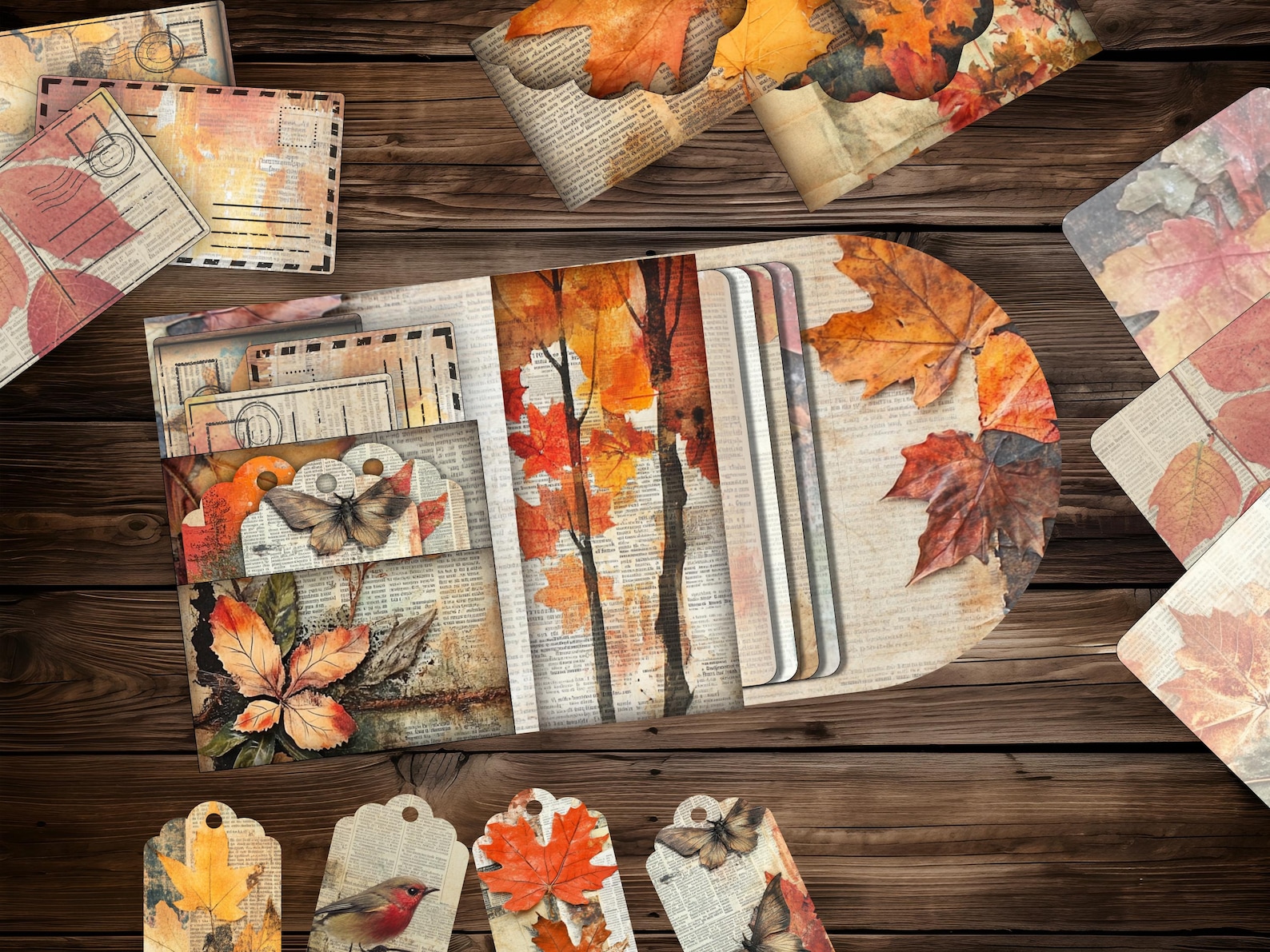 Fall Junk Journal Kit | Autumn Stationery Folio Printable | Vintage ...