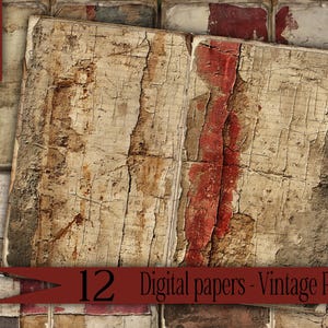 pagina met ongewenste dagboeken Vintage ambachtelijk papierpakket Digitale download Mixed Media Supply junkjournal kit plakboek Ephemera collageprint DIY rood